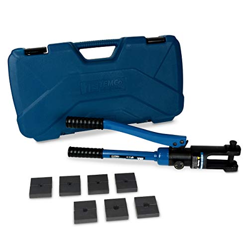 TEMCo Cable Crimping Tool  Hydraulic Hand Crimper for Stainless Steel Cable Railing Fittings  11 US Tons - 1/16