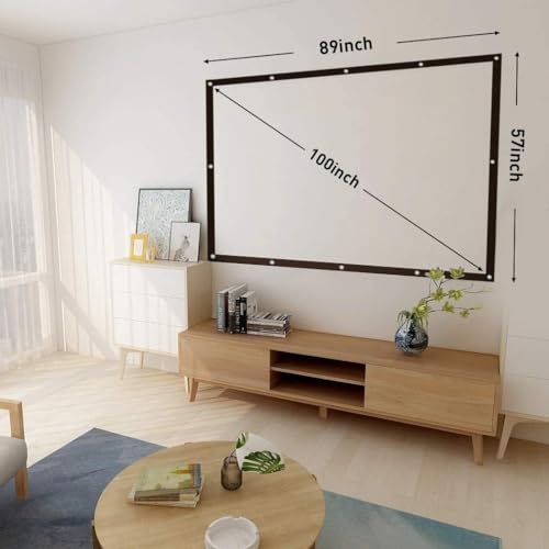 Leinwand Beamer 100 Zoll, hochauflösende verdickte Faltbare Beamer Leinwand, 16:9 HD Anti-Falten Projektor Leinwände für Heimkino, Büro und Camping (100 Zoll)
