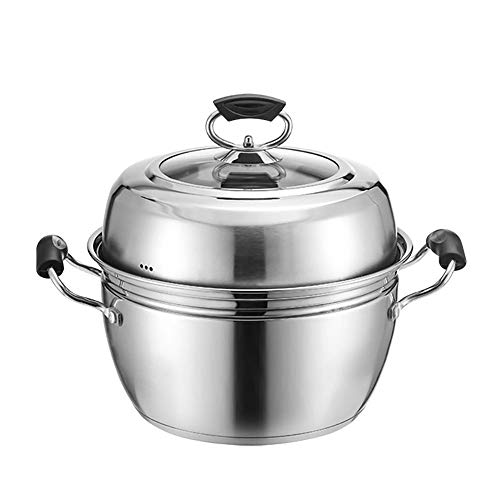 SBCGFY Olla de Vapor Doble de Acero Inoxidable, Olla para Sopa, Caldera Multicapa, Juego de Vapor para Cocina doméstica, Todo Tipo de Cocina, vaporera(Plata (26 cm) Una Sola Capa)