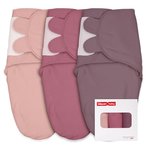 Image of GLLQUEN BABY Girl Swaddles 0-3 Months - 3 Pack Baby Swaddles Sack for Newborn, Infant Sleep Sack, Easy Swaddling Wrap, Soft Color Gradient, Nursery Swaddle Blankets Essentials