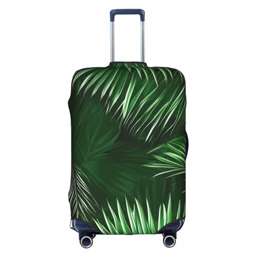 Housse de protection bagage élastique valise moyenne 45-81 cm motif plante tropicale blanche