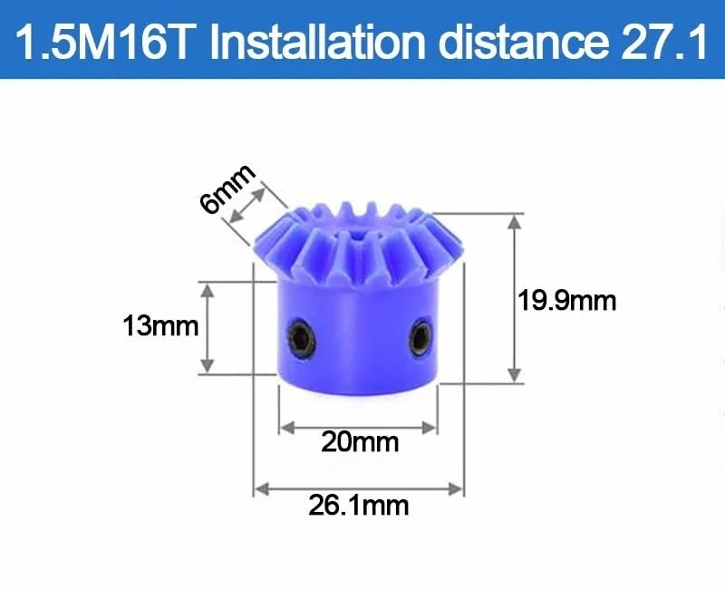 Cylindrical Drive 1pcs 90 Degree Nylon Bevel Gear 1.5 Module 16 Teeth 90 Degree Miter Gear 6mm 8mm 10mm 12mm Bore 1:1 Ratio Conical Pinion Rack Machinery(6MM BORE)