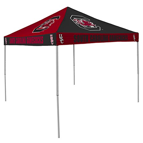 Logo Brands NCAA South Carolina Gamecocks Checkerboard Canopy Tailgate Tent - 9' x 9', Vented Roof, Adjustable Height, Wheeled Carrying Bag, Powder Coated Steel