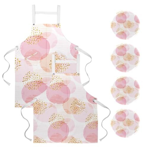 Tablier de cuisine contre les taches lot de 2 tabliers ronds de serveuse avec 4 broches