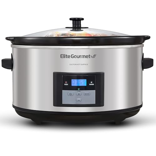 Comparison: Best Slow Cooker For Bone Broth 7 Elite Gourmet MST-900D 8.5Qt Digital Programmable XL Jumbo Slow Cooker, Adjustable Temp, Entrees, Sauces, Stews & Dips, Dishwasher Safe Glass Lid & Crock, Stainless Steel