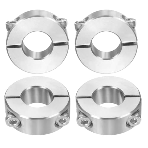 uxcell 4 Pcs Double Split Shaft Collar 14mm Bore, Two Piece Clamping Collar 30mm OD 11mm Thickness, 304 Stainless Steel Set Screw Split Collar
