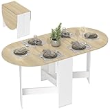 HOMCOM Mesa Plegable de Comedor, Natural