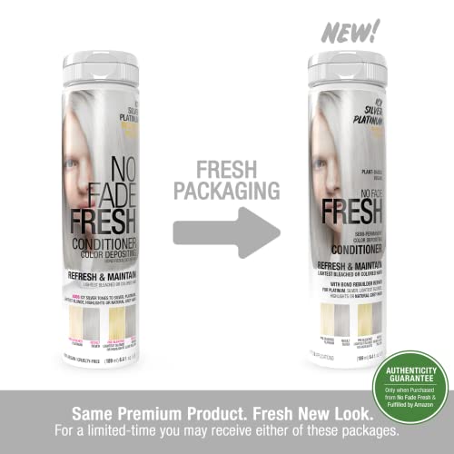 No Fade Fresh Icy Silver Platinum Hair Color Depositing Conditioner With Bondheal Bond Rebuilder - Toner To Remove Yellow On Blondes, Silvers & Gray Hair - Sulfate, Paraben & Ammonia Free 6.4 Oz #TOP7