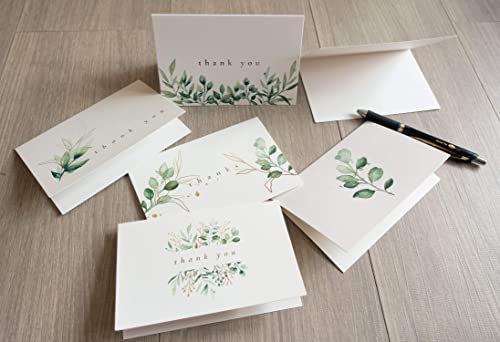Gooji 4X6 Golden Greenery Thank You Cards With Envelopes (Bulk 36-Pack), Matching Peel-And-Seal Envelopes | Wedding Thank You Cards, Bridal Shower Thank You Cards, Birthday Party, Baby Shower, Blank Notes Small Business Box Assorted Stationary Personalized #TOP5