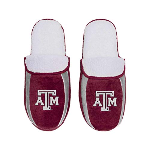 Image of FOCO mens NCAA College Team Logo Sherpa Moccasin Slippers