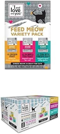 I AND LOVE AND YOU Grain-Free Wet Cat Food Variety Bundle – Feed Meow 3 oz Pouches & Ninja Cat Jiu JIT Stew 5.5 oz Cans, Real Meat & Fish, No Fillers