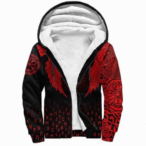 Viking Fleece Hoodies Thick Pullover Hoodies Athletic Hoodies Novelty Sweatshirt Hoodies Outdoor Zip Up Hoodies