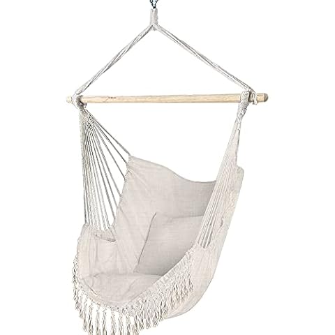 VOUNOT Macrame Hanging Chair with Cushion Cover
