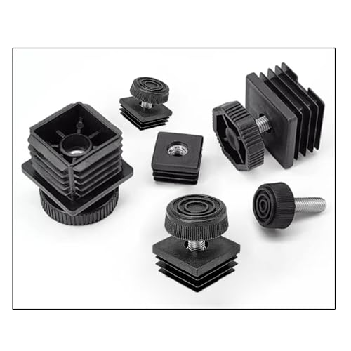 4-Pack Furniture Leveler Chair Leg Leveling Feet Square Tube Insert Kits 38 x 38mm M8 Threaded Furniture Feet End Caps, Black - Image 4