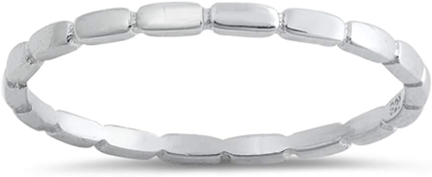 Thin Beaded Stacking Midi Dainty Ring New .925 Sterling Silver Band Sizes 4-10