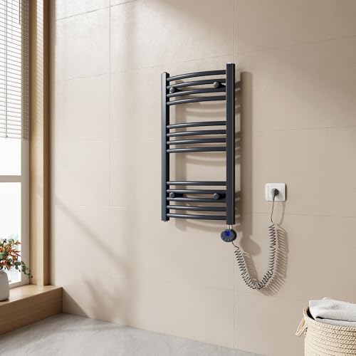 EMKE Radiador Toallero Eléctrico para Baño,75 x 40 cm, Secatoallas eléctrico con termostato, 250 vatios (Antracita),Toallero Electrico Baño