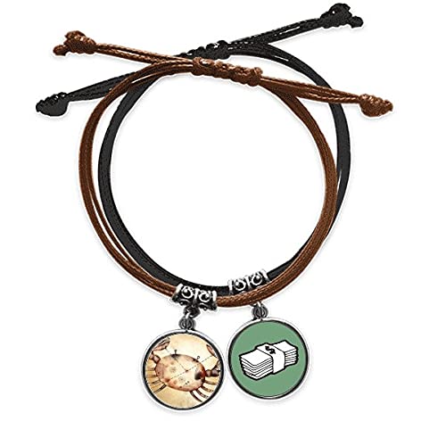 Cadena de mano de Cáncer en cuero genuino y cuerda de alta joyería astral