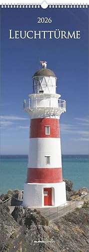 Alpha Edition - Leuchttürme 2026 – Streifenkalender 25x69 cm – Hochformat-Bildkalender – Wandplaner mit maritimen Motiven – 12 faszinierende Leuchtturm-Aufnahmen – FSC-zertifiziert