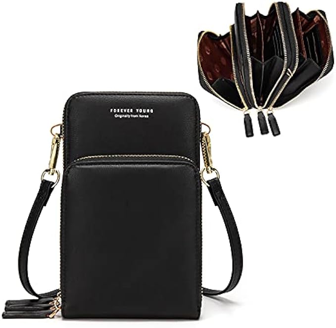 myfriday Small Crossbody Cell Phone Purse for Women, Mini Messenger Shoulder Handbag Wallet with Credit Card Slots