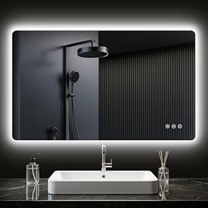 PESENXAN Badezimmer Spiegel mit Beleuchtung 100x60cm, LED Bad Spiegel mit licht, Antibeschlag, 3 Lichtfarben, Dimmbar, Rechteckig Badezimmerspiegel mit Touch-Schalter, Speicherfunktion, IP44