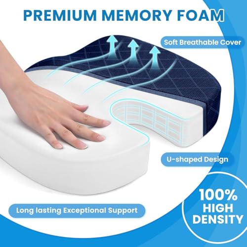 Image of Rylan Cotton Orthopedic Coccyx Cushion for Tailbone Pain Car SeatCushions for Chair Tailbone Pillow for Sitting SeatCushion for Car Driving Seat Sitting Pillow Coccyx Seat Cushion for Chair (Blue)'
