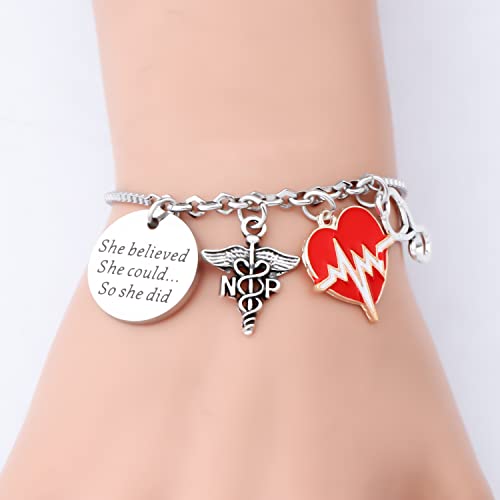 PLITI Nurse Practitioner Bracelet NP Gift Nurse Preceptor Graduation Gift She Believed She Could So She Did Bangle4