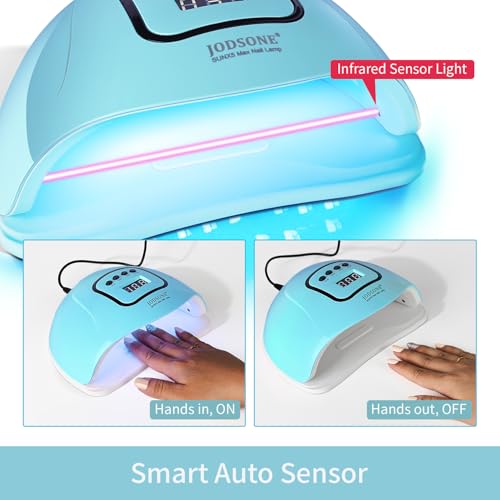 Image of JODSONE U V LED Nail Lamp Blue Gel Polish Nail Dryer with Smart Auto Sensor 4 Timing Modes Fast Curing for Home DIY