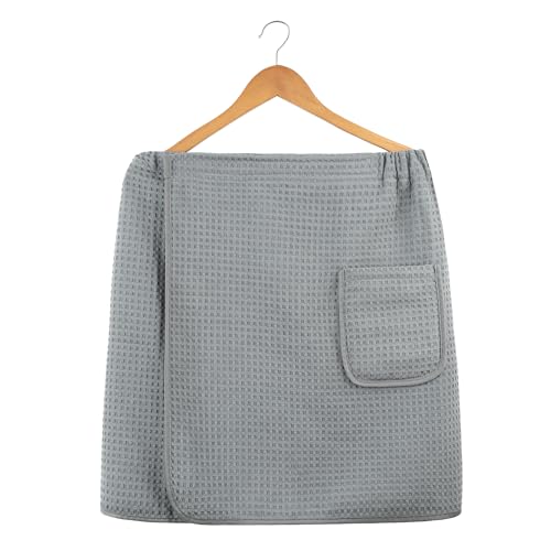 POLYTE Quick Dry Microfiber Waffle Bath Towel Body Wrap for Men, One Size - 20 in. Length x 58 in. Sweep (Gray) by POLYTE - Image 6