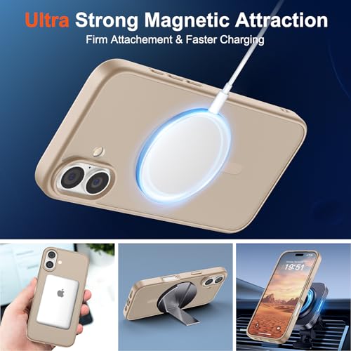 Image of SUPFINE Magnetic for iPhone 17 Case (Compatible with MagSafe)(Military Grade Drop Protection) Translucent Matte Shockproof with Anti-Fingerprint Phone Cover,Desert Gold