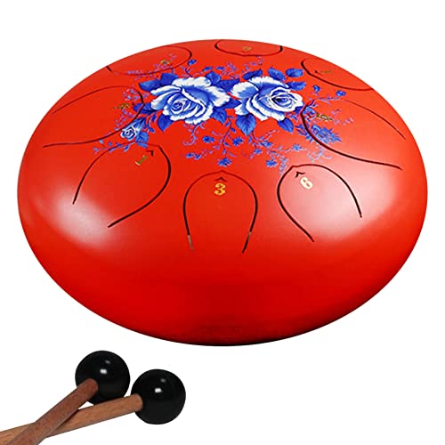 Tambor de lengüetas de acero de 12 pulgadas, patrón Ethereal Drum con mochila, libro de música, mazas, escalas y anillos para dedos para camping, meditación o yoga Tambor de lengüetas de acero Lotus (Color: B)