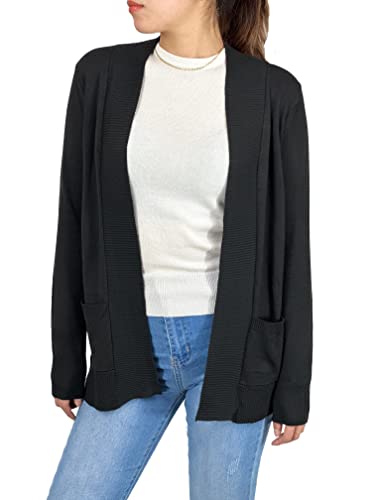 Image of YEMAK Women's Long Sleeve Open Front Knit Sweater Cardigan Shrug with Pocket (S-XL)
