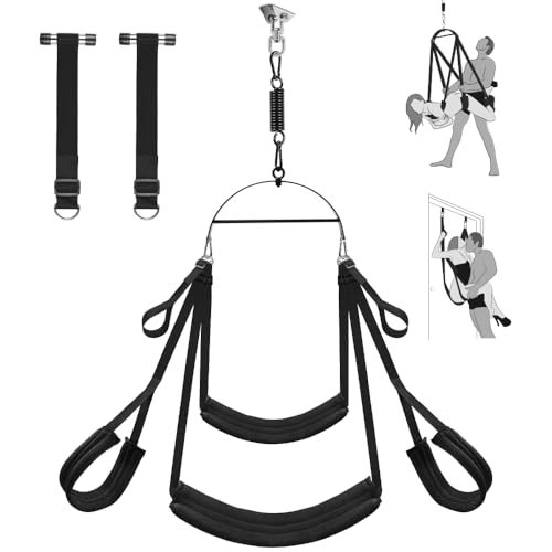 Enhanced Sex Swing 360 Degree Spinning Adult Sex Swing 2 in 1 Erotic Sex Toy Bondage Restraints BDSM Adjustable Straps with Premium Paint Stand and Widened Thick Comfortable Swing for Couples