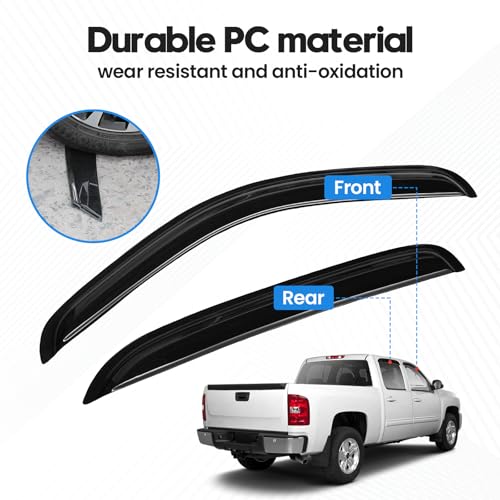Image of Silverado Rain Guards - Window Visors for 2007-2013 Chevy Silverado /GMC Sierra 1500 /Avalanche Crew Cab, Out-Channel Rain Guards for 2007-2014 Silverado /Sierra 2500HD-3500HD /Suburban /Yukon XL
