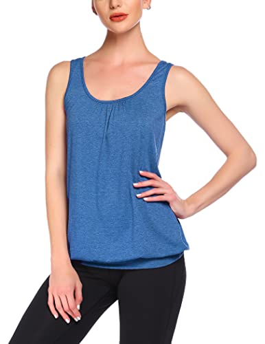 Beyove Regata feminina plus size para treino, ioga, folgada, atlética, sem mangas, gola redonda, cos