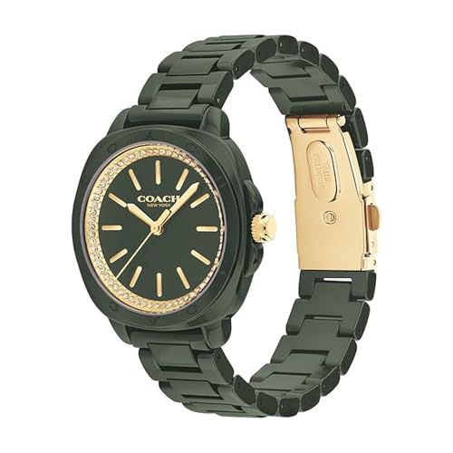 Image of Coach Kitt Qtz Basic Green Color Tonneau Dial Women's Watch | Green Ceramic Material | Bracelet Watch - 14504404
