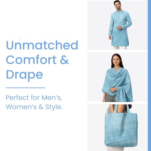 Image of Cotton Fabric Material for Men and women (3.5 Meter, Sky Blue)