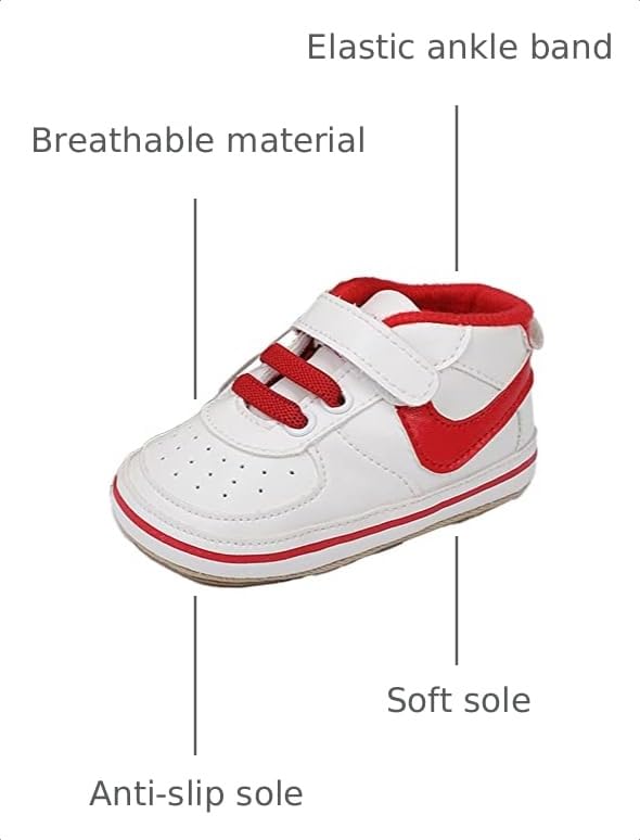 Image of Clowora Unsex Baby Shoes Boys Girls Infant Sneakers Non-Slip Soft Rubber Sole Toddler Crib First Walker Lightweight Shoes