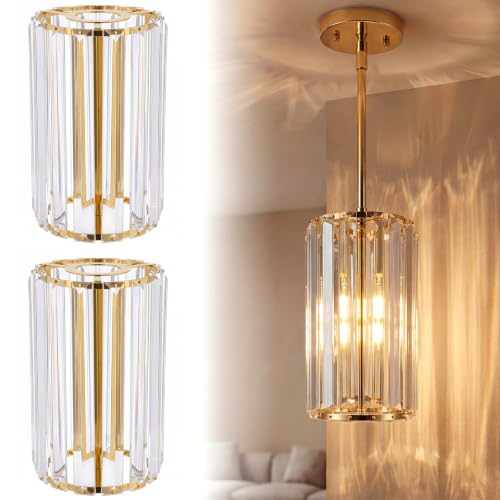 Image of Teenyyou 2 Pcs Crystal Pendant Light Shade, 1-5 /8 inch(1.65 inch) UNO-fitter, Tall