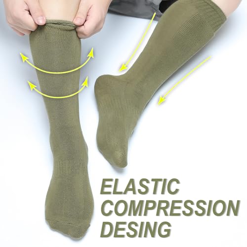 Men's Hiking Socks, Tactical Boot for Men, Over-the-Calf Work Boot Socks, 4 Pack3