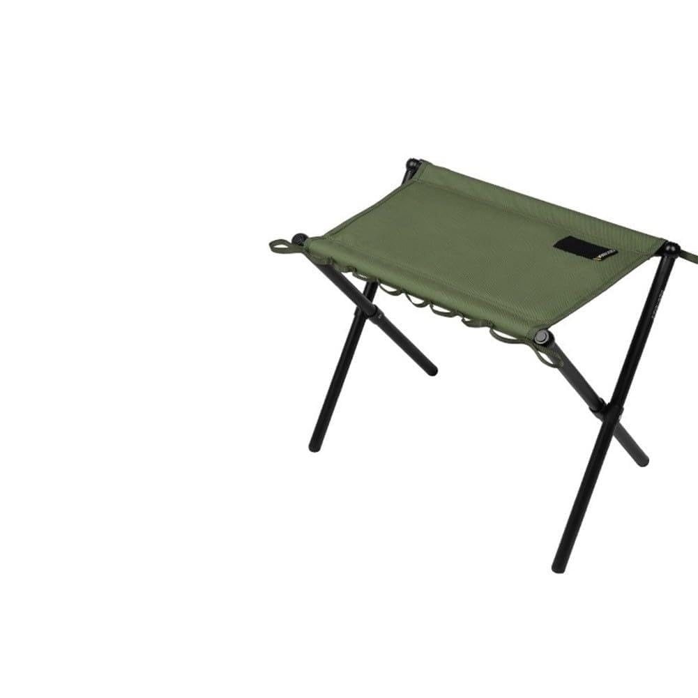 Przenośny składany stołek kempingowy dla dorosłych – tkanina Oxford 1000D, rama ze stopu aluminium, nośność 100 kg, 47 x 31 x 38 cm, 860 g, czarny/zielony/piaskowy zielony