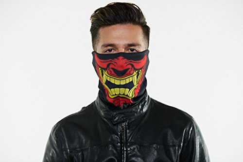 Seamless Outdoor Face/Ski Mask Bandanna Breathable, Dust Proof - Great for Skiing, Snowboarding, Motorcycle, Bicycle, Running, Camping, Hiking (4 PACK, Plain Black, Angry Clown, Warchild, Army)