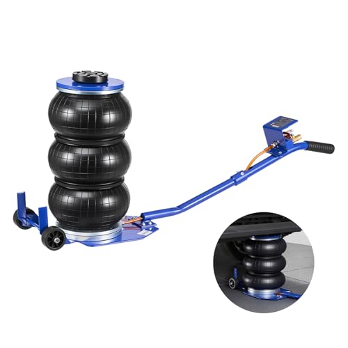 VEVOR Gato Neumático Eficiente para Coches 3 T, con 6 Tubos de Acero, Mango Largo y Almohadilla de Goma, Altura de Elevación de 140 a 450 mm, para Coches, SUV y Camionetas, 1030 x 268 x 140–450 mm