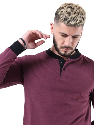 Image of fanideaz Mens Premium High Neck Henley T Shirts for Men Branded Full Sleeve Shirt for Men in Pure Cotton Casual & Formal Wear