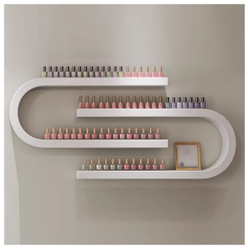 Expositores de esmaltes de uñas de madera blanca de pared 2