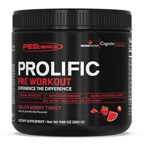 PEScience Prolific Energy Pre Workout – L Citrulline for Nitric Oxide, Rhodiola & CDP Choline Nootropic for Focus – Preworkout for Men & Women – 40 Scoops, Melon Berry Twist