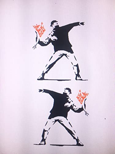 2枚組 花束を投げる男 バンクシー 車 ステッカー バイク 黒×赤 各約縦17cm カッティングシート ステッカー