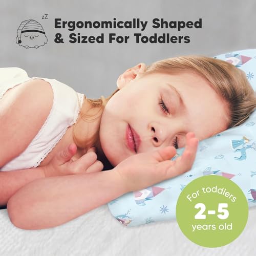 Toddler Pillow with Pillowcase - 13x18 My Little Dreamy Kids Travel Bed Pillows for Sleeping, Organic Cotton Small Pillowcase,Soft & Breathable,Machine Washable,Toddlers 2-5 years old(Enchanted Frost)