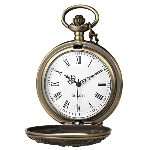 Image of MORFONG Vintage Bronze Dragon Design Pocket Watch Quartz Pocket Watches for Men Women Birthday Christmas Gifts