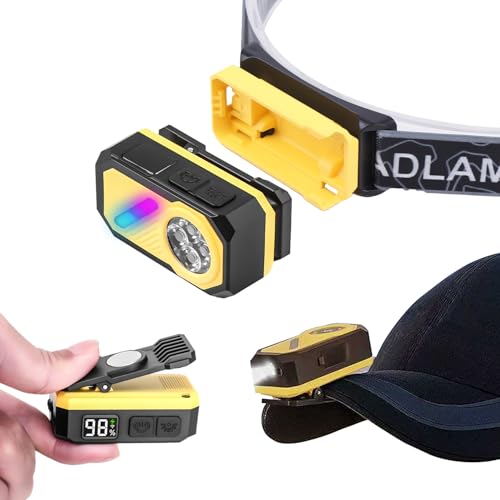 Type-C充電式、LEDランニングライト、小型バッククリップ式、マグネット吸着、センサー機能、ヘッドマウント可能なLED照明（5モード）、12種類のカラーライトモード、赤色点滅、高い視認性、IPX4防水等級、ナイトフィッシング・散歩・キャンプ・ジョギング・ハイキング・登山・アウトドアに最適、日本語説明書付属