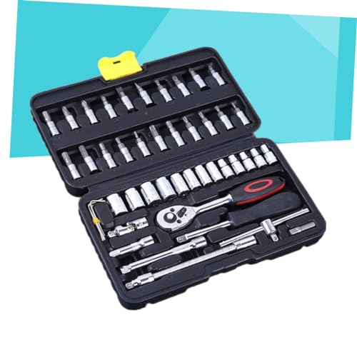Uonlytech 46pc Auto Repair Tools Set Ratchet Wrench Socket Vanadium Steel Mechanics Tools for Garage Workshop Home Use - Image 7